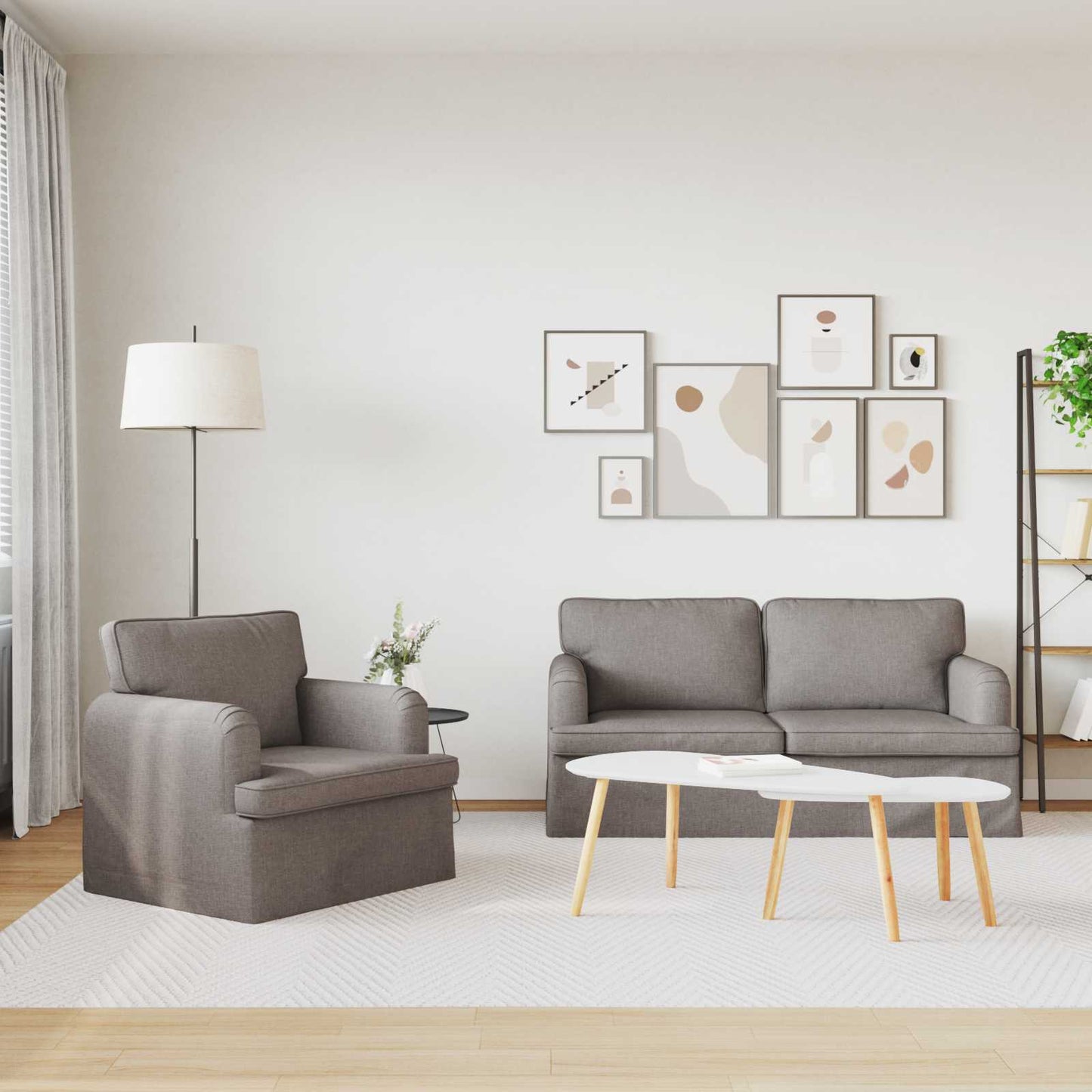 vidaXL Sofa 2 pcs Taupe 162 x 80 x 85 cm Stoff