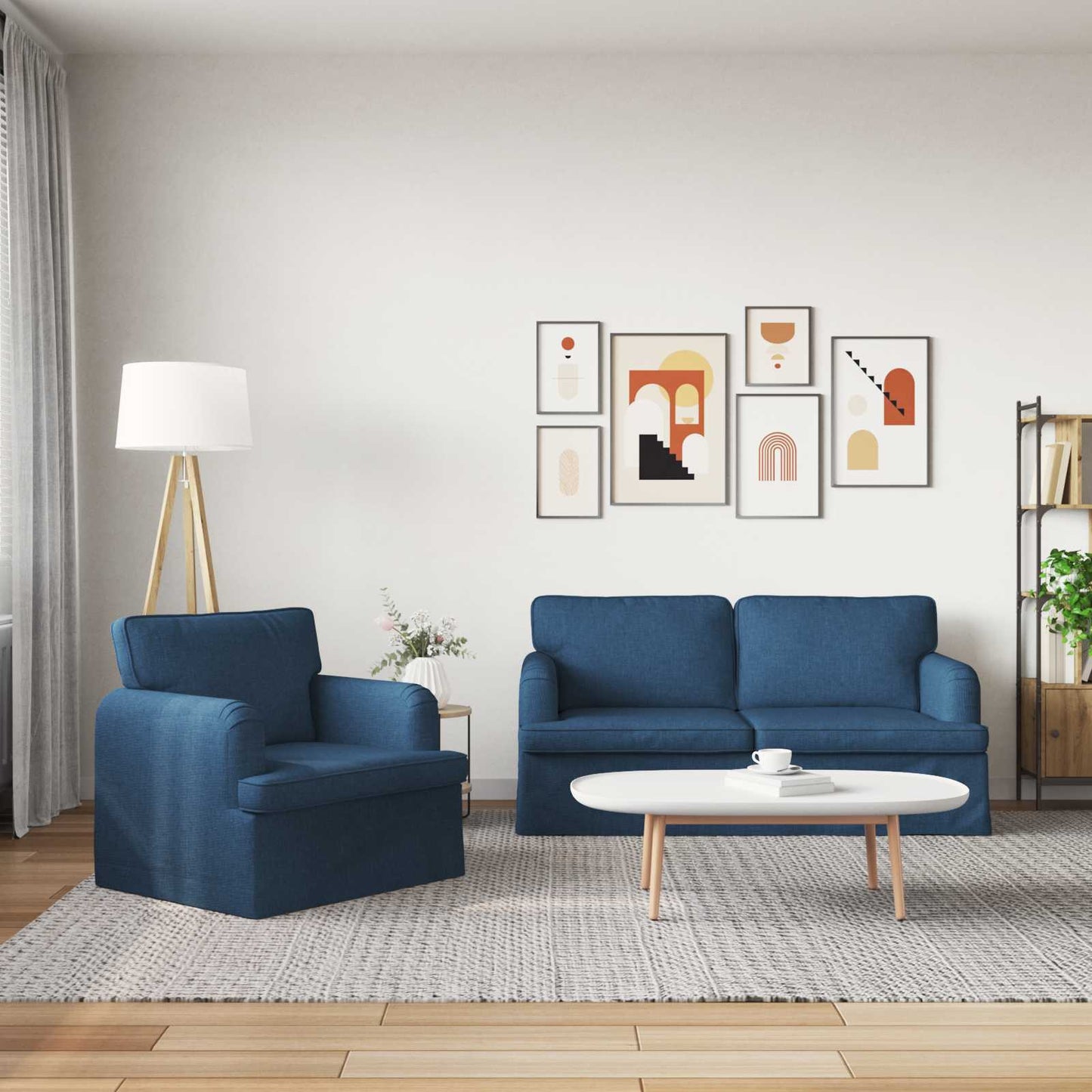 vidaXL Sofa 2 pcs Blau 162 x 80 x 85 cm Stoff