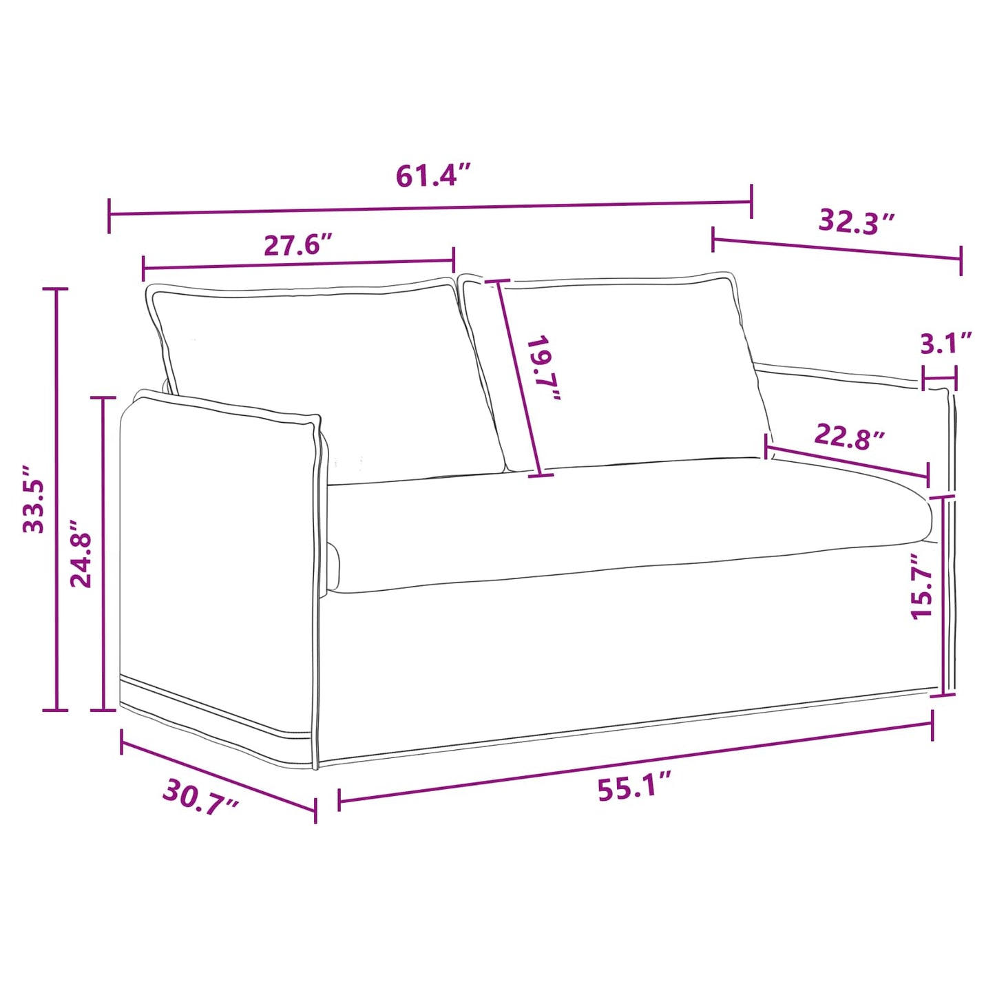 vidaXL Sofa 2 pcs Dunkelgrau 196 x 82 x 85 cm Stoff