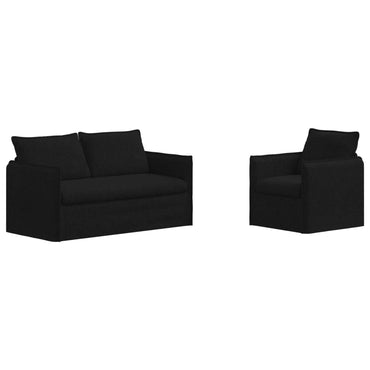 vidaXL Sofa 2 pcs Schwarz 196 x 82 x 85 cm Stoff