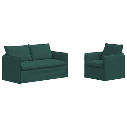 Sofa 2 pcs Dunkelgrün 196 x 82 x 85 cm Stoff