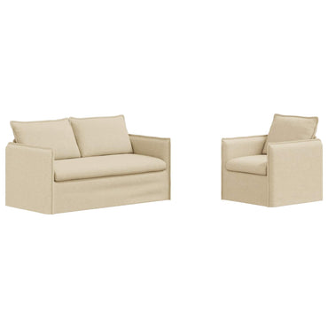 vidaXL Sofa 2 pcs Creme 196 x 82 x 85 cm Stoff