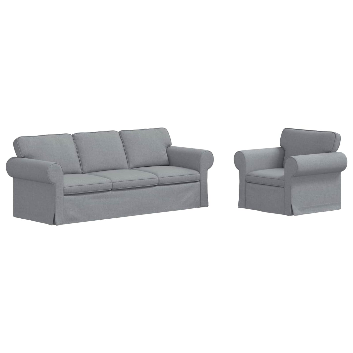 Sofa Set 2 pcs Hellgrau 215 x 82 x 80 cm Stoff