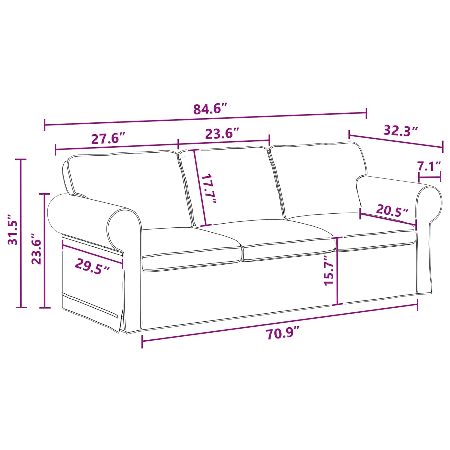 vidaXL Sofa 2 pcs Dunkelgrau 215 x 82 x 80 cm Stoff