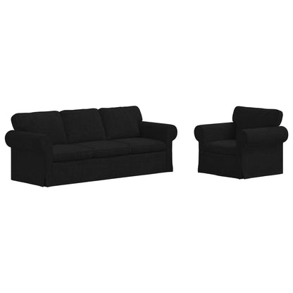 vidaXL Sofa 2 pcs Schwarz 215 x 82 x 80 cm Stoff