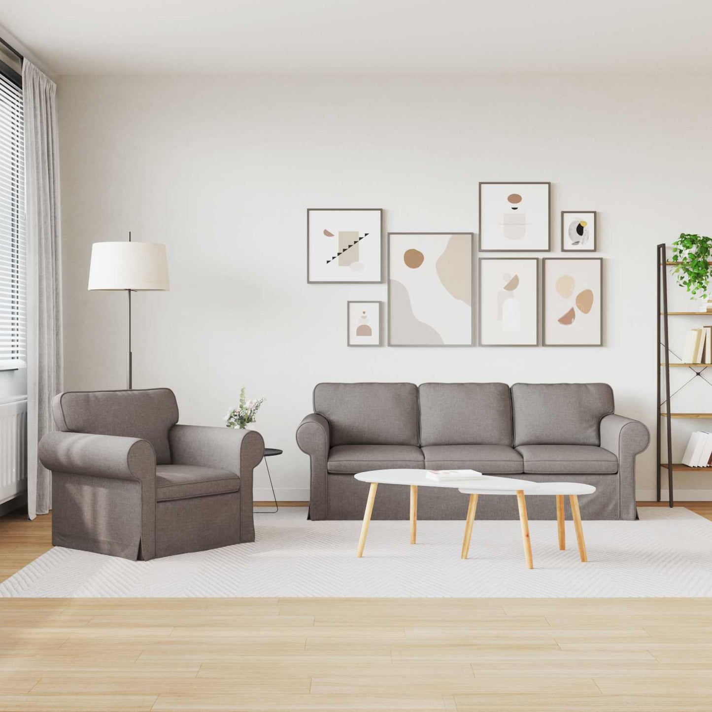 vidaXL Sofa 2 pcs Taupe 215 x 82 x 80 cm Stoff