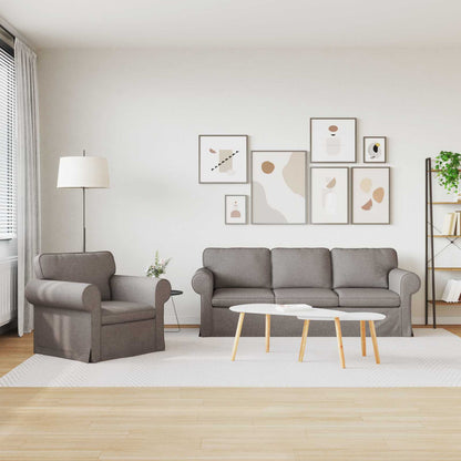 vidaXL Sofa 2 pcs Taupe 215 x 82 x 80 cm Stoff