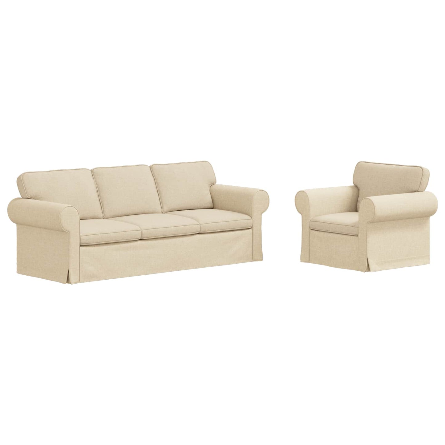 Sofa Set 2 pcs Creme 215 x 82 x 80 cm Stoff