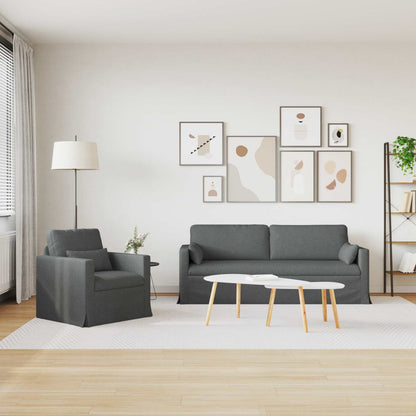 Sofa 2 pcs Dunkelgrau 198 x 78 x 80 cm Stoff