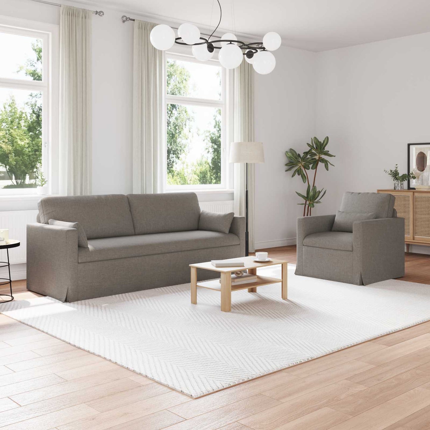 vidaXL Sofa 2 pcs Taupe 198 x 78 x 80 cm Stoff