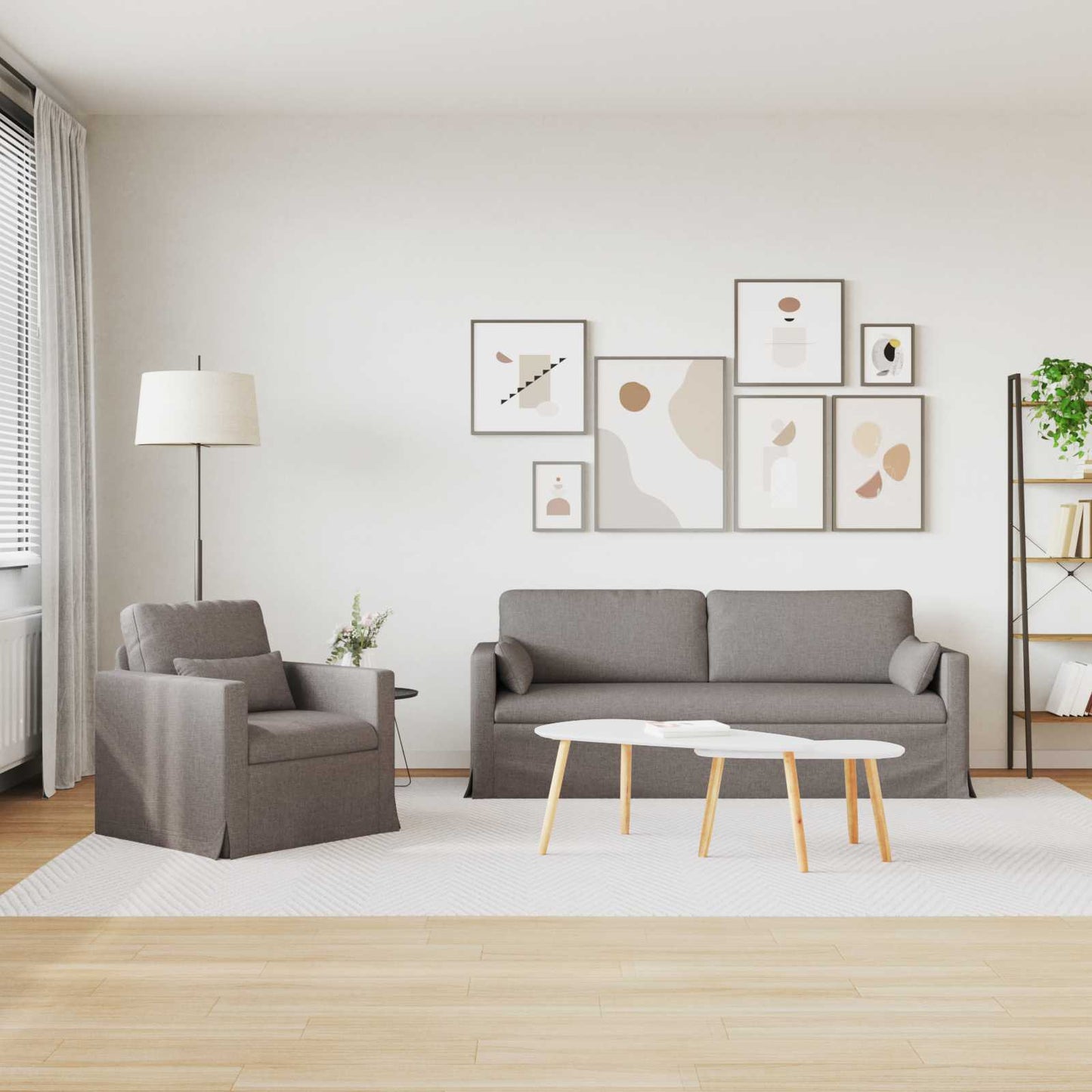 vidaXL Sofa 2 pcs Taupe 198 x 78 x 80 cm Stoff