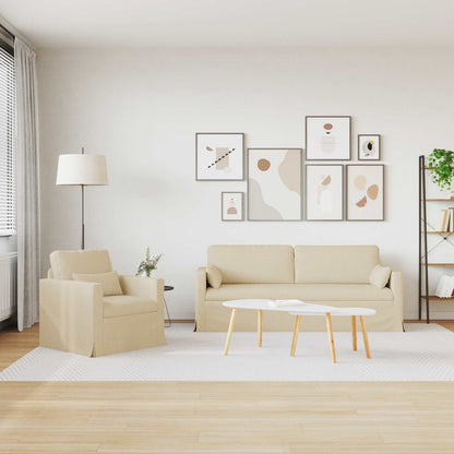 vidaXL Sofa 2 pcs Creme 198 x 78 x 80 cm Stoff