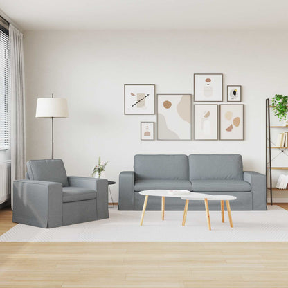 Sofa Set 2 pcs Hellgrau 182 x 80 x 82 cm Stoff