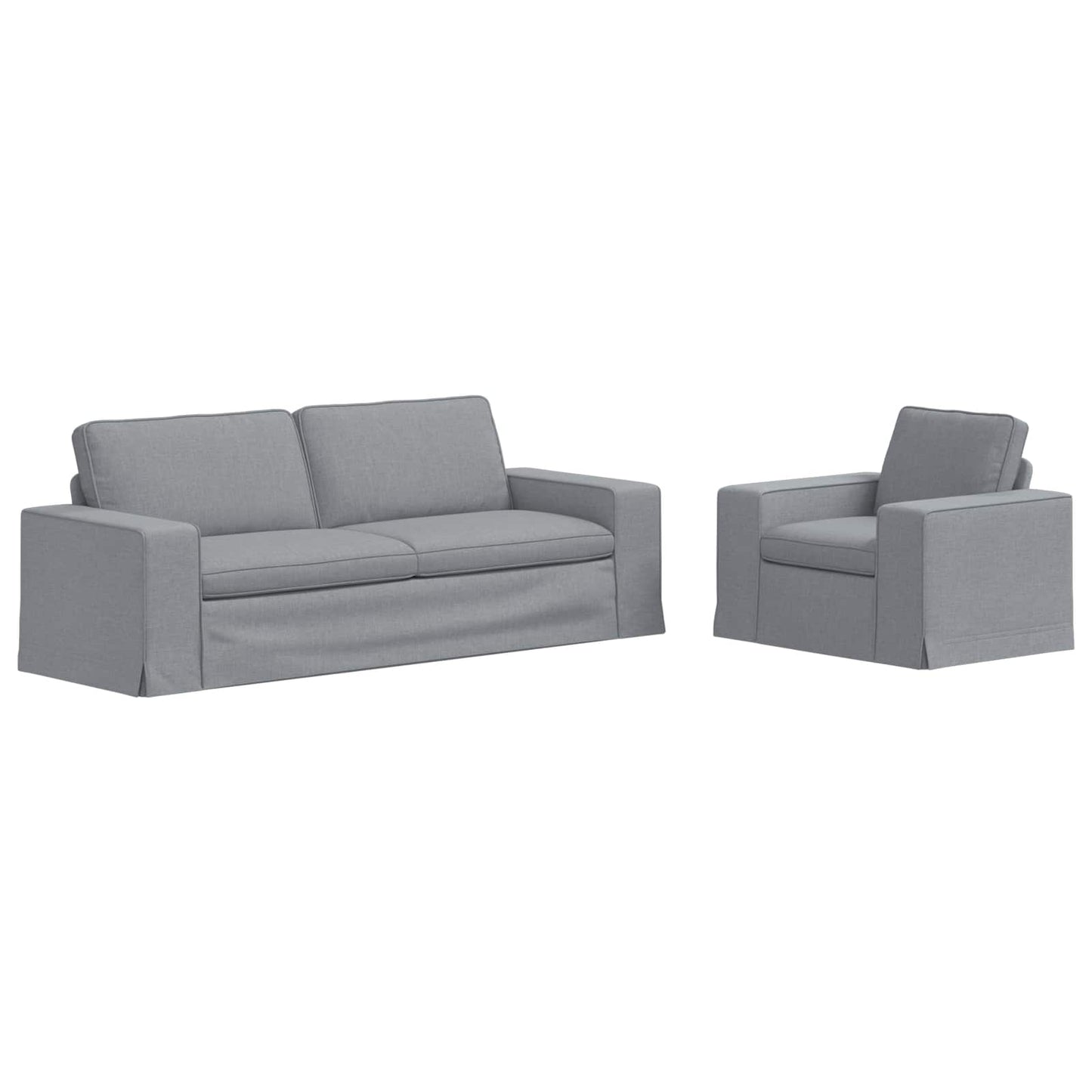 Sofa Set 2 pcs Hellgrau 182 x 80 x 82 cm Stoff