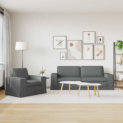Sofa Set 2 pcs Dunkelgrau 182 x 80 x 82 cm Stoff