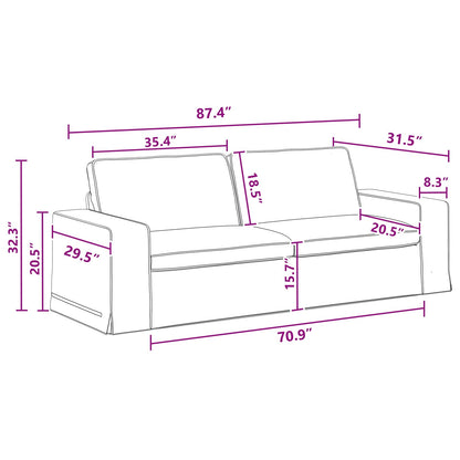 vidaXL Sofa 2 pcs Dunkelgrau 182 x 80 x 82 cm Stoff