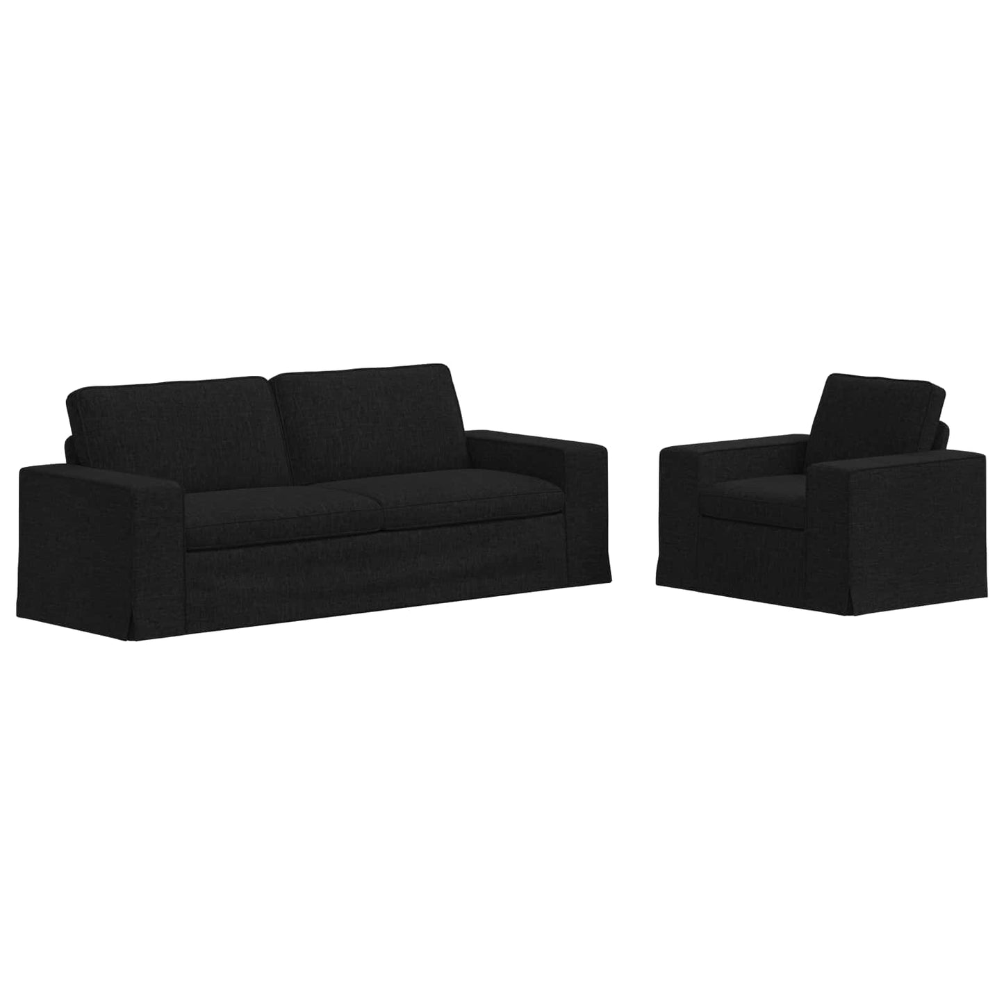 Sofa Set 2 pcs Schwarz 182 x 80 x 82 cm Stoff