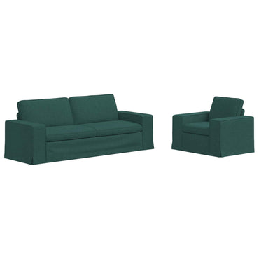 vidaXL Sofa 2 pcs Dunkelgrün 182 x 80 x 82 cm Stoff