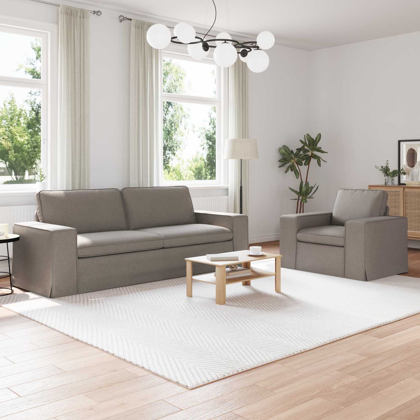 vidaXL Sofa 2 pcs Taupe 182 x 80 x 82 cm Stoff