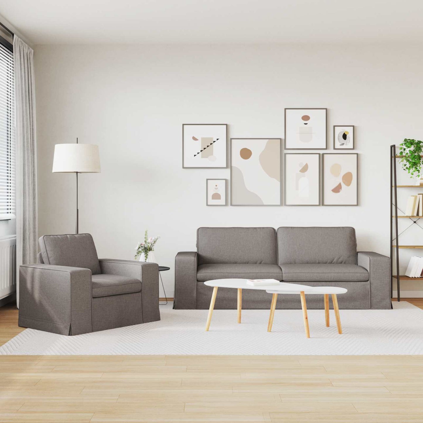 vidaXL Sofa 2 pcs Taupe 182 x 80 x 82 cm Stoff