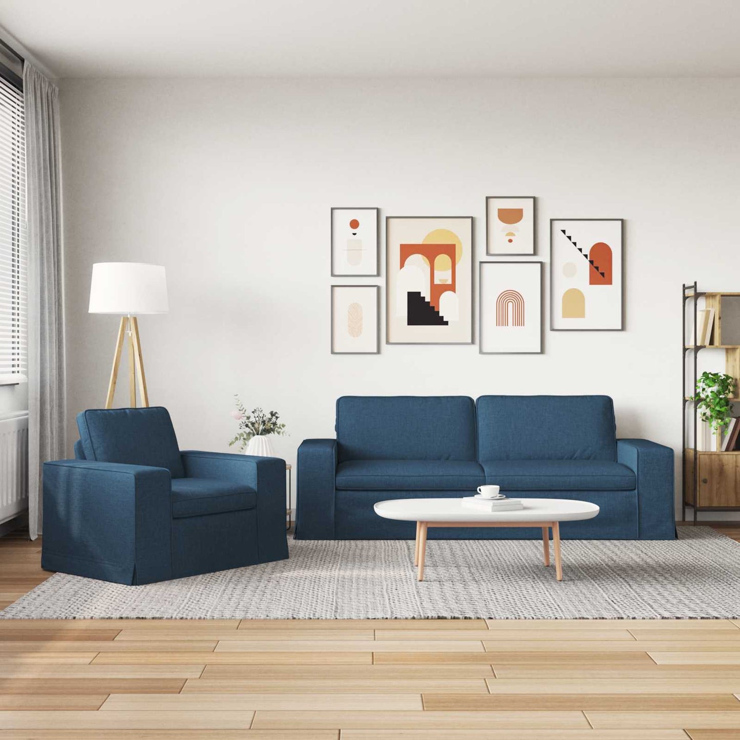 vidaXL Sofa 2 pcs Blau 182 x 80 x 82 cm Stoff