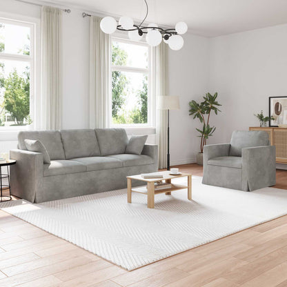 vidaXL Sofa 2 pcs Hellgrau 198 x 78 x 80 cm Samt