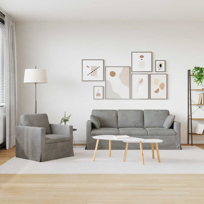 vidaXL Sofa 2 pcs Hellgrau 198 x 78 x 80 cm Samt