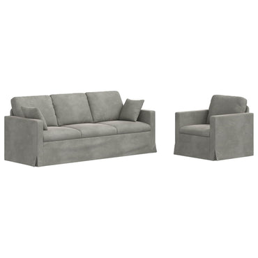 vidaXL Sofa 2 pcs Hellgrau 198 x 78 x 80 cm Samt