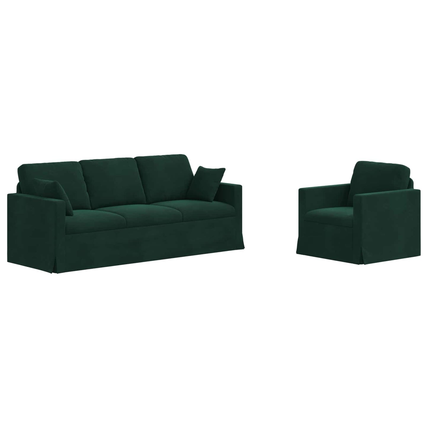 vidaXL Sofa 2 pcs Dunkelgrün 198 x 78 x 80 cm Samt