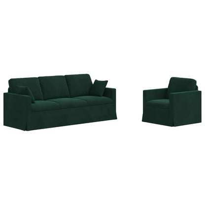 vidaXL Sofa 2 pcs Dunkelgrün 198 x 78 x 80 cm Samt