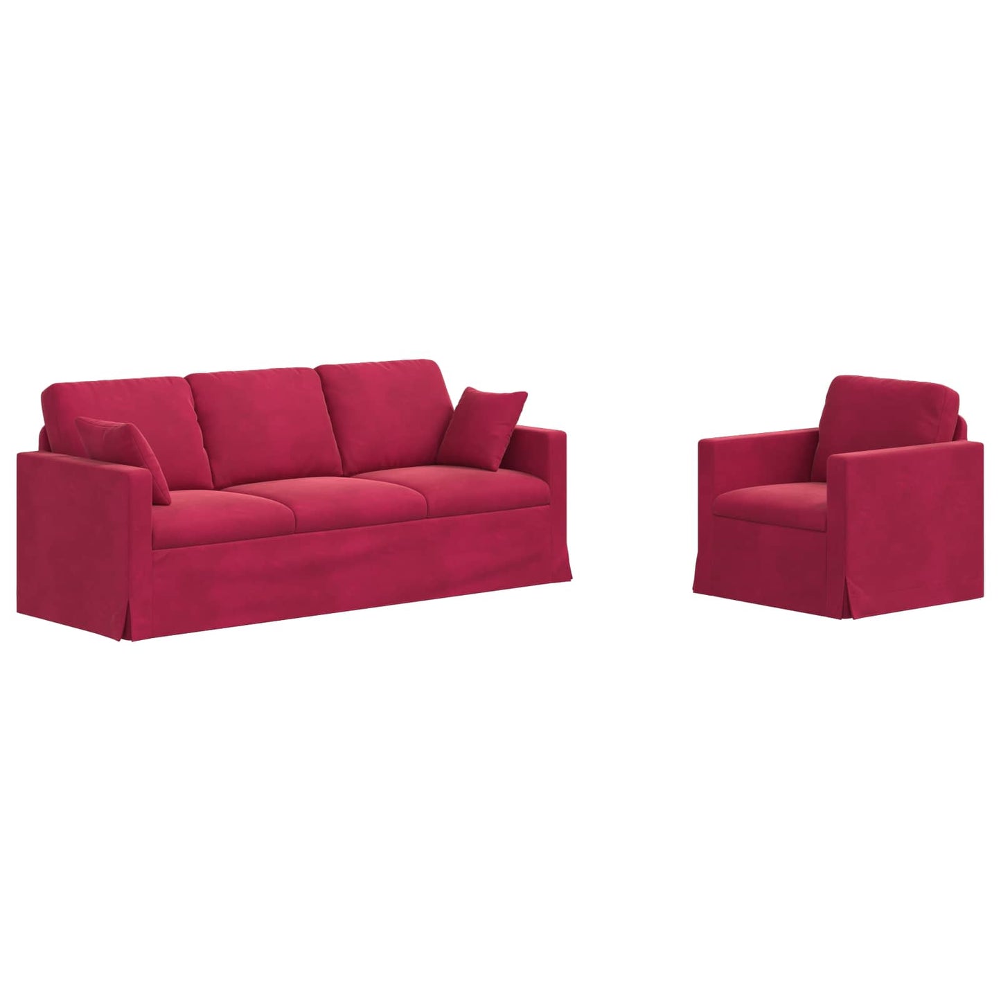 Sofa Set 2 pcs Weinrot 198 x 78 x 80 cm Samt