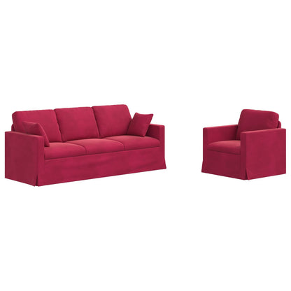 Sofa Set 2 pcs Weinrot 198 x 78 x 80 cm Samt