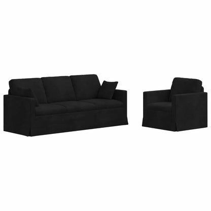 vidaXL Sofa 2 pcs Schwarz 198 x 78 x 80 cm Samt