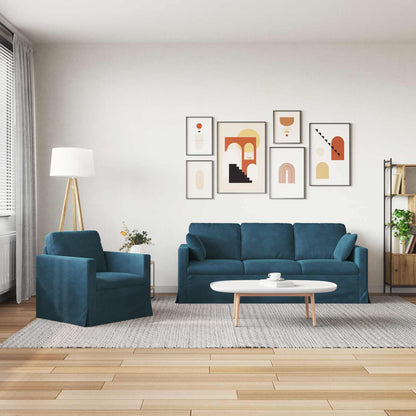 vidaXL Sofa 2 pcs Blau 198 x 78 x 80 cm Samt