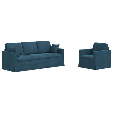 vidaXL Sofa 2 pcs Blau 198 x 78 x 80 cm Samt