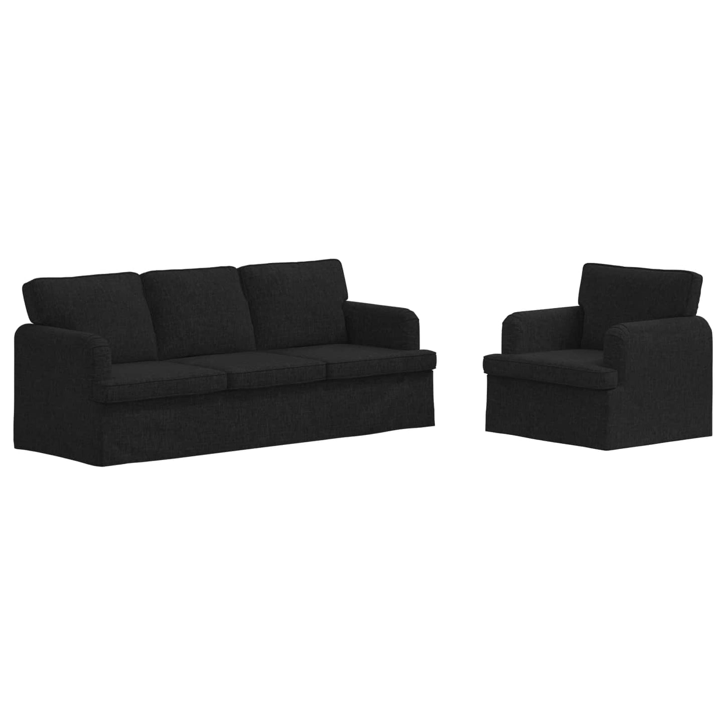 Sofa Set 2 pcs Schwarz 144 x 80 x 85 cm Stoff