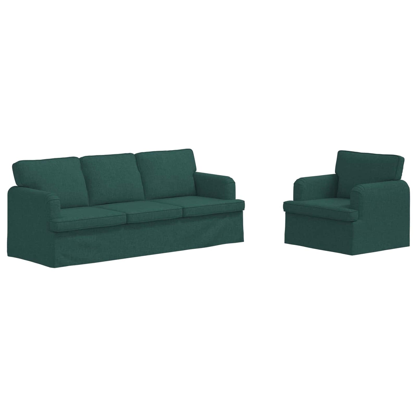 vidaXL Sofa 2 pcs Dunkelgrün 144 x 80 x 85 cm Stoff
