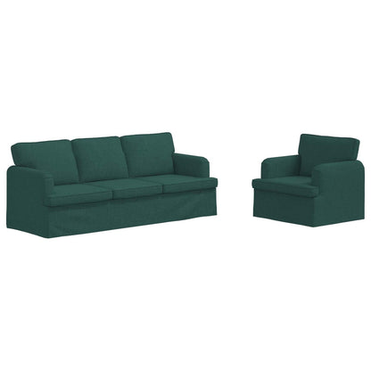 vidaXL Sofa 2 pcs Dunkelgrün 144 x 80 x 85 cm Stoff