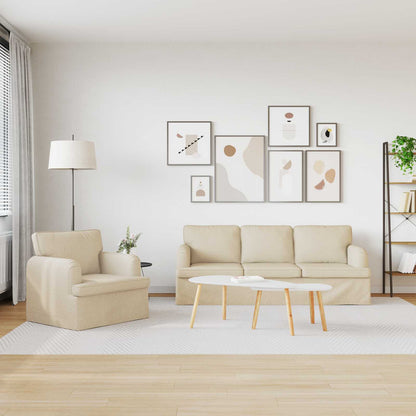vidaXL Sofa 2 pcs Creme 144 x 80 x 85 cm Stoff