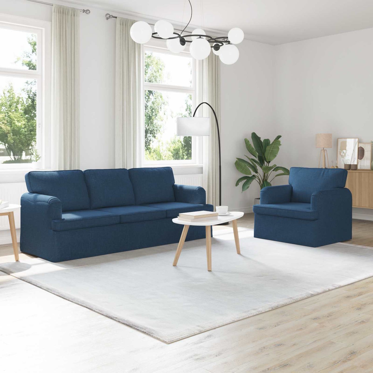 vidaXL Sofa 2 pcs Blau 144 x 80 x 85 cm Stoff