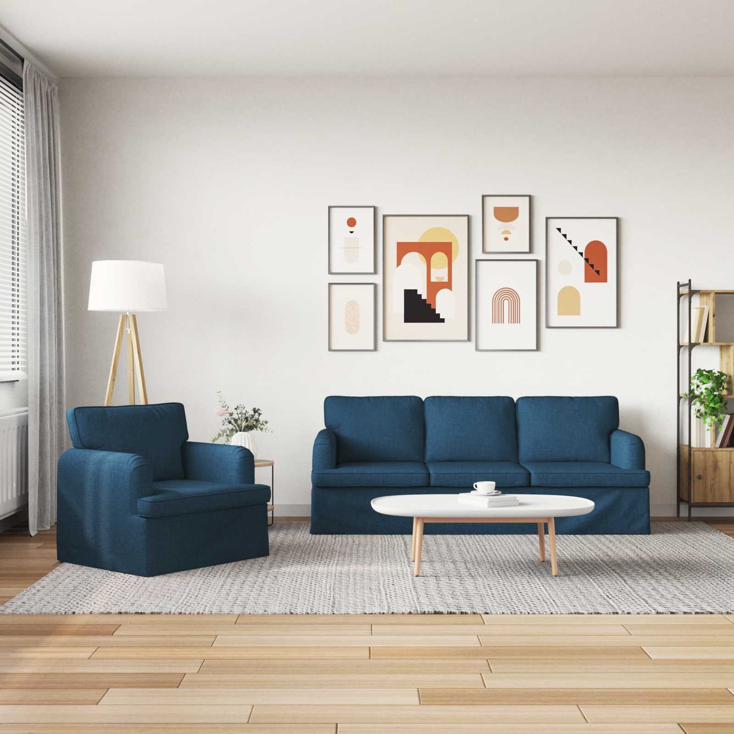 vidaXL Sofa 2 pcs Blau 144 x 80 x 85 cm Stoff
