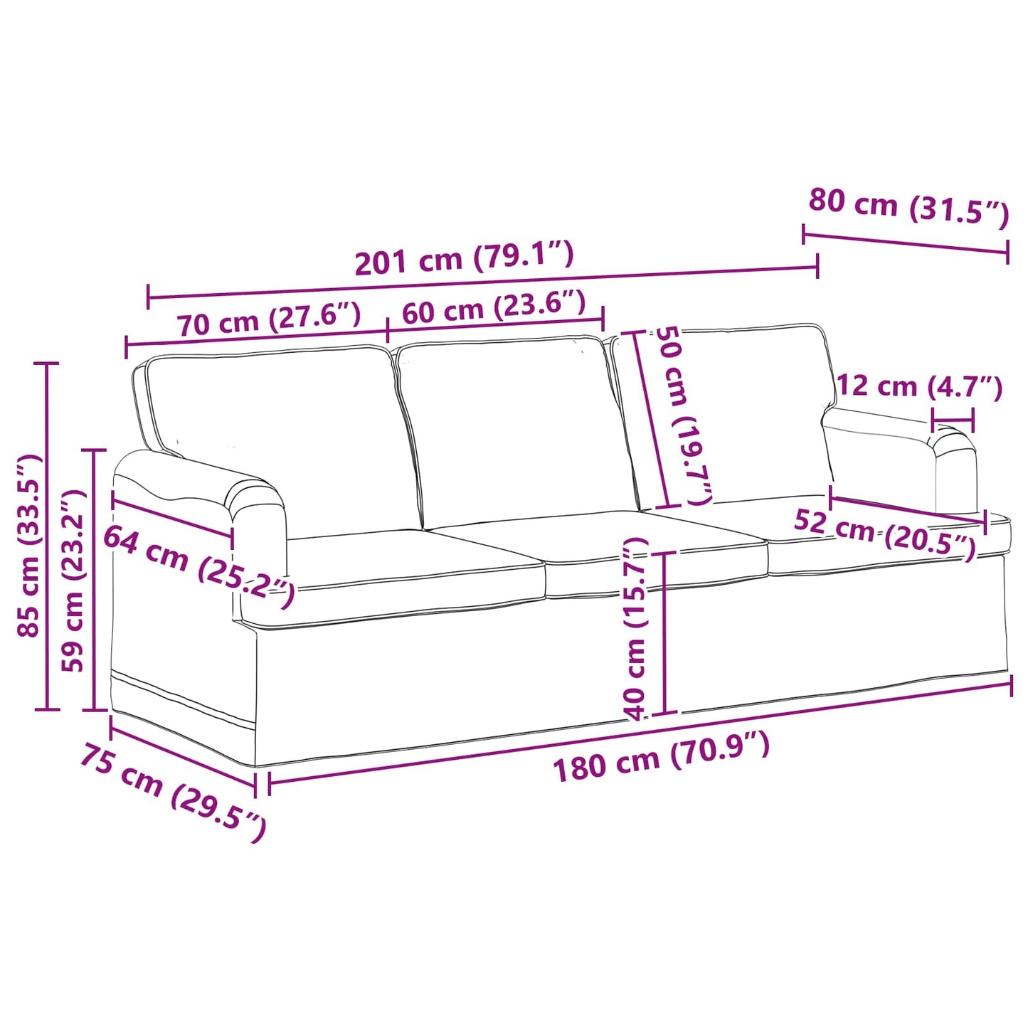 vidaXL Sofa 2 pcs Blau 144 x 80 x 85 cm Stoff