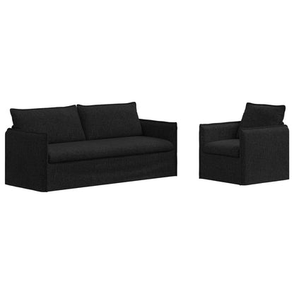 Sofa Set 2 pcs Schwarz 196 x 82 x 85 cm Stoff
