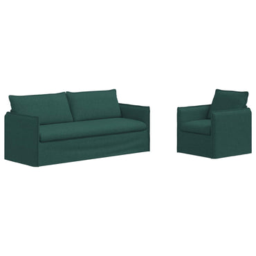 vidaXL Sofa 2 pcs Dunkelgrün 196 x 82 x 85 cm Stoff