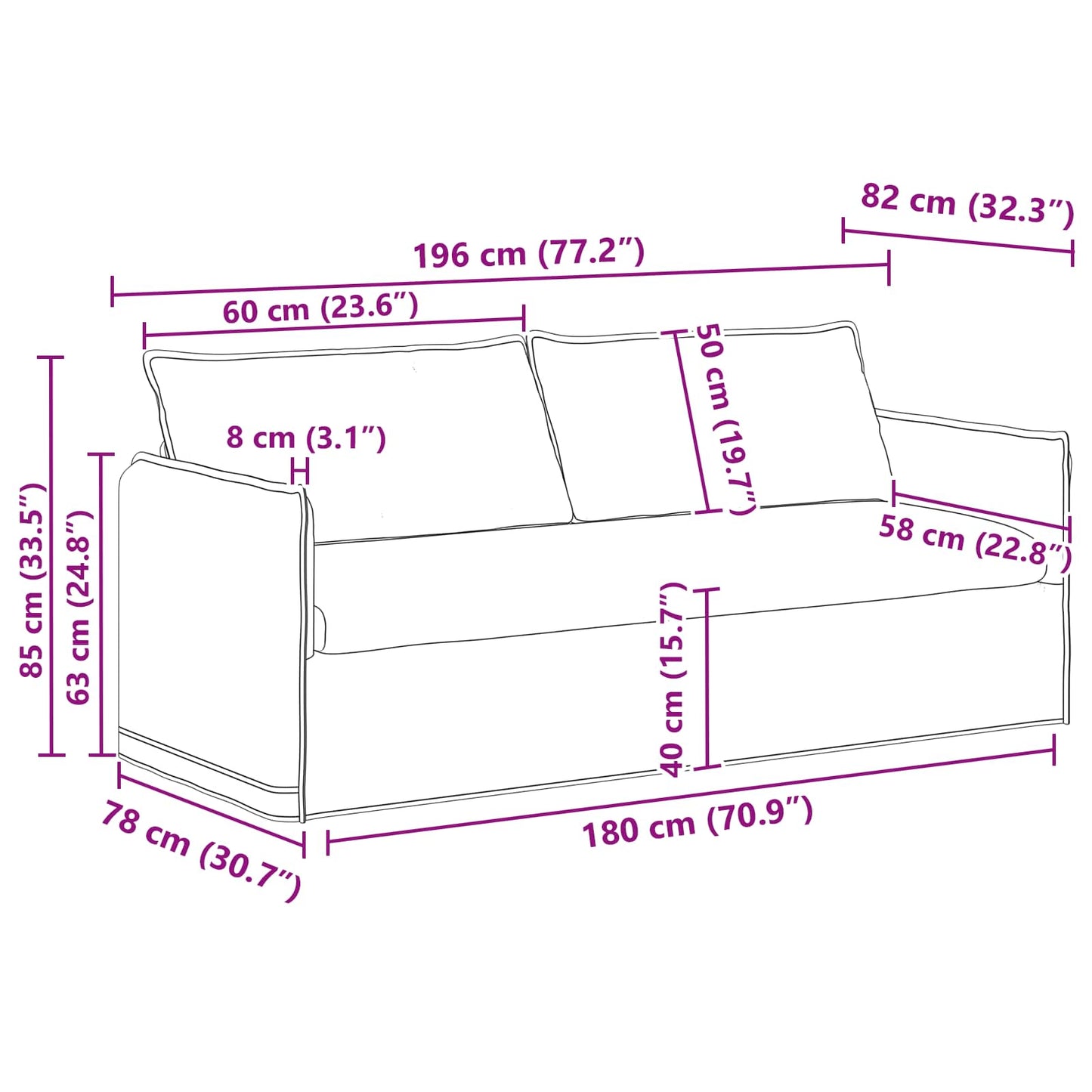 vidaXL Sofa 2 pcs Dunkelgrün 196 x 82 x 85 cm Stoff