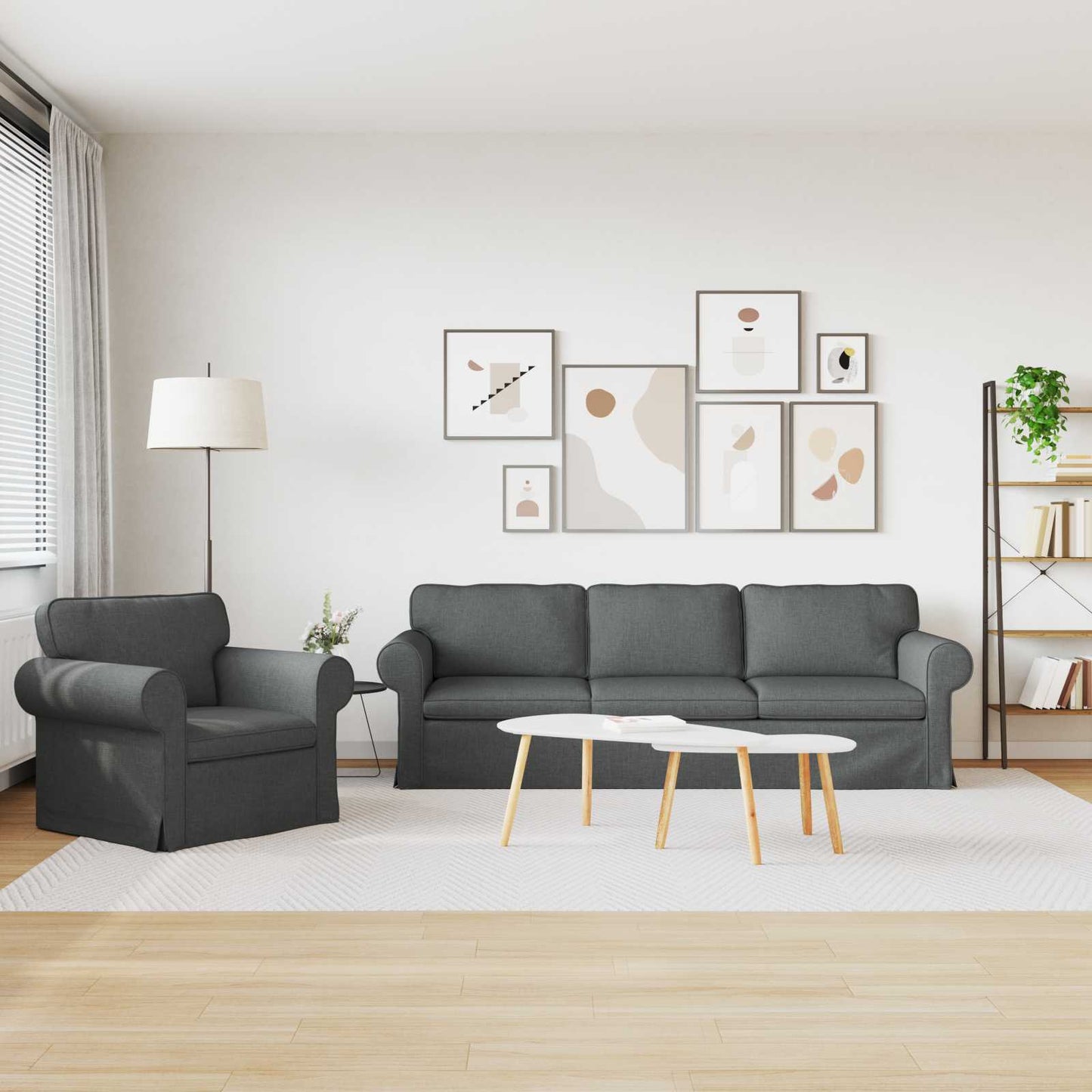 vidaXL Sofa 2 pcs Dunkelgrau 245 x 82 x 80 cm Stoff