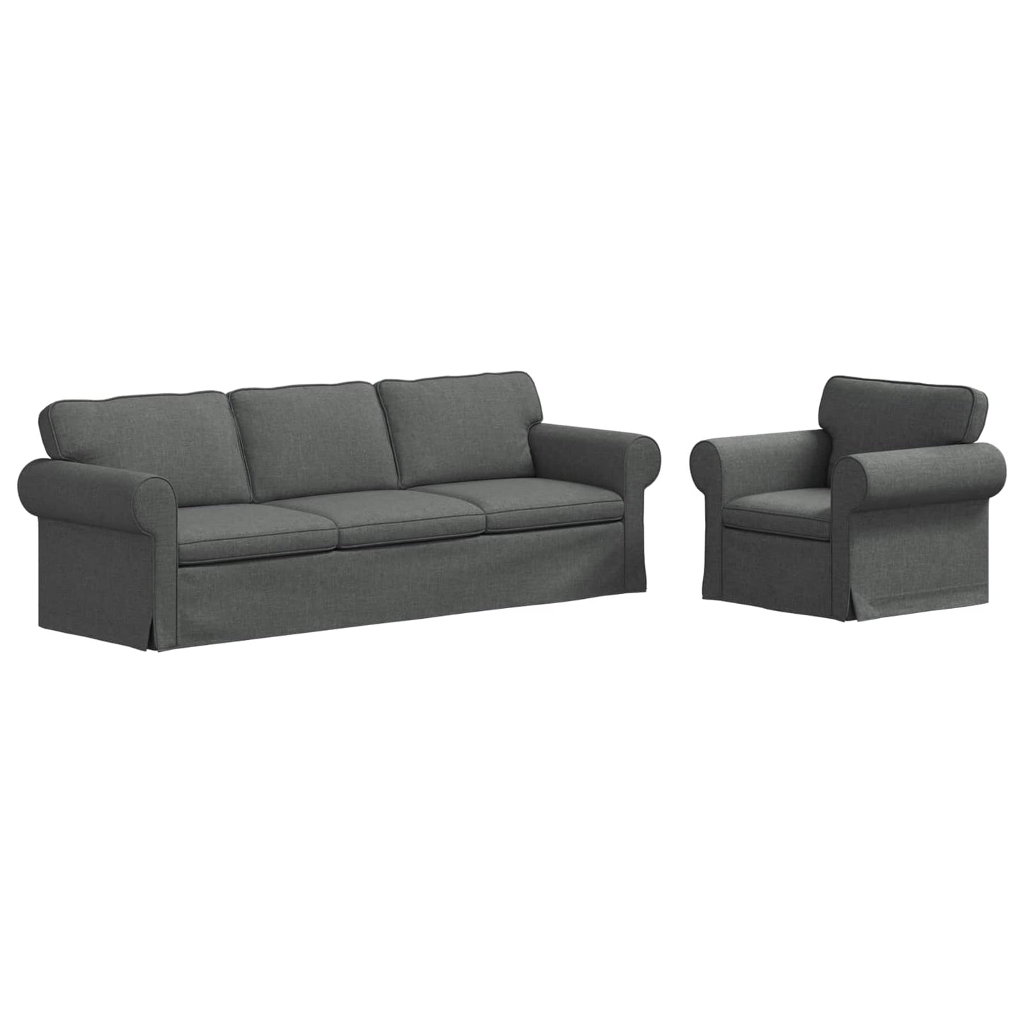 vidaXL Sofa 2 pcs Dunkelgrau 245 x 82 x 80 cm Stoff