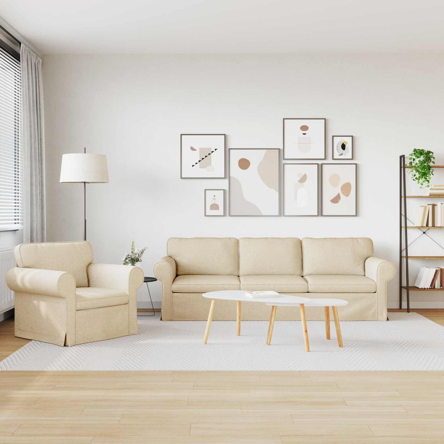 Sofa 2 pcs Creme 245 x 82 x 80 cm Stoff