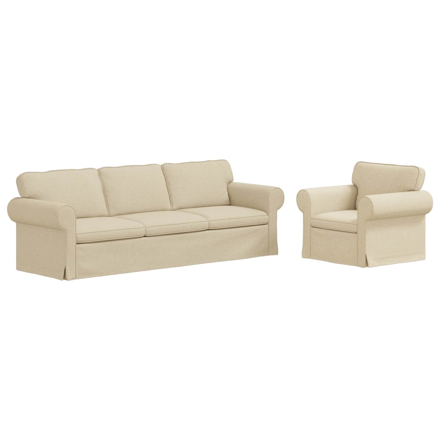 Sofa 2 pcs Creme 245 x 82 x 80 cm Stoff