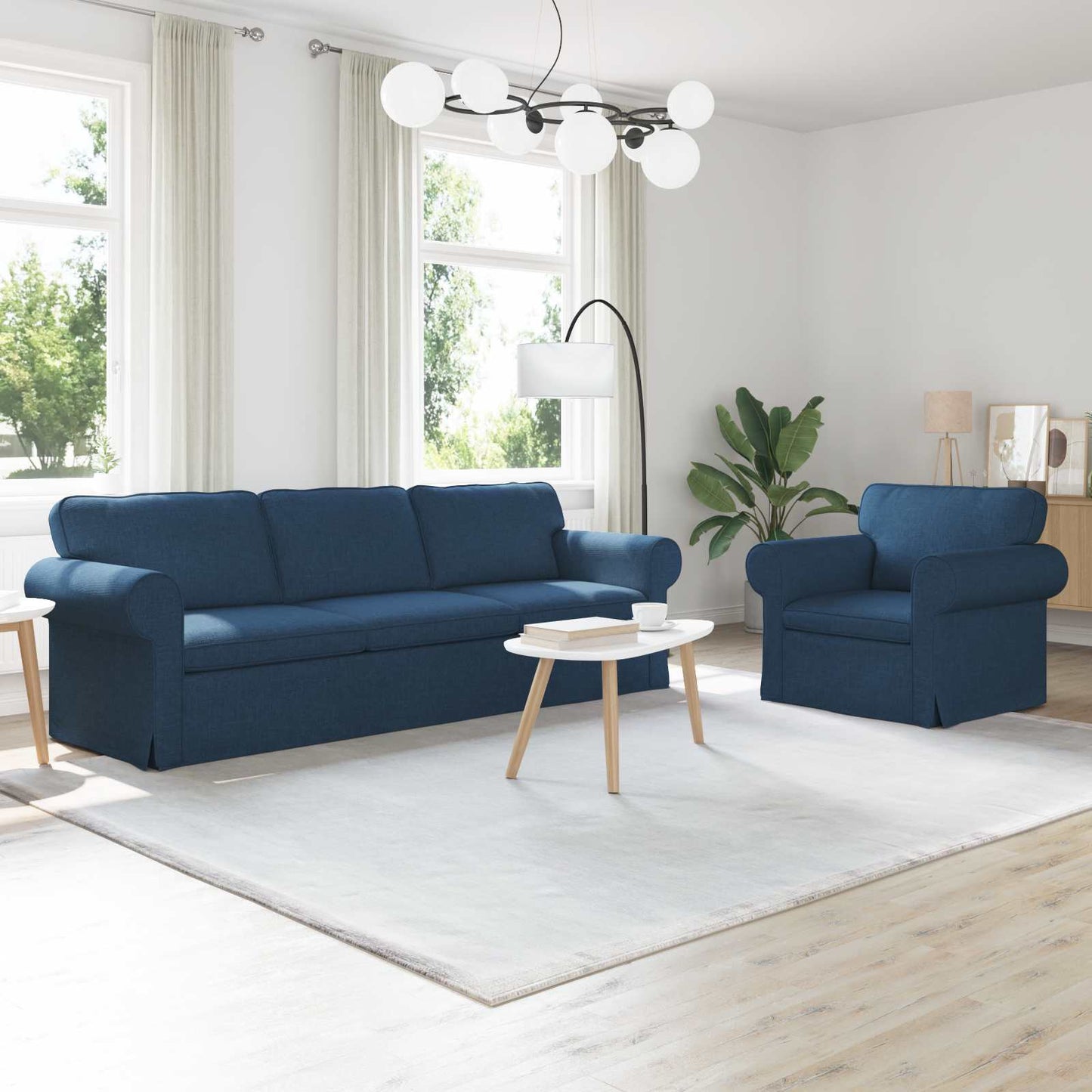 vidaXL Sofa 2 pcs Blau 245 x 82 x 80 cm Stoff